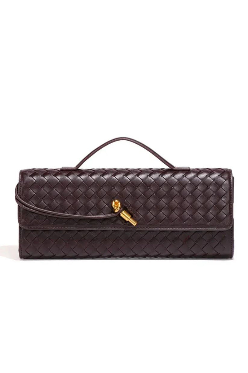 Top Handle woven crossbody bag in espresso