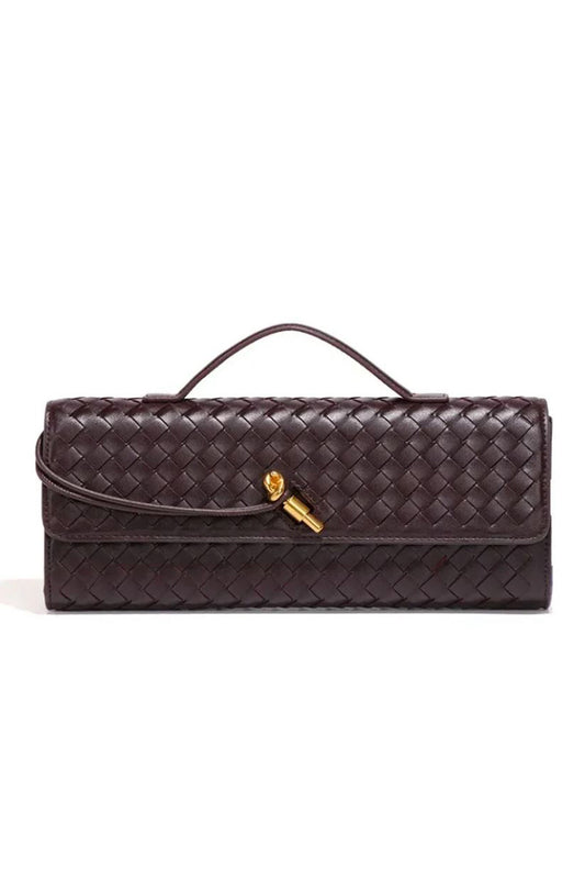 Top Handle woven crossbody bag in espresso