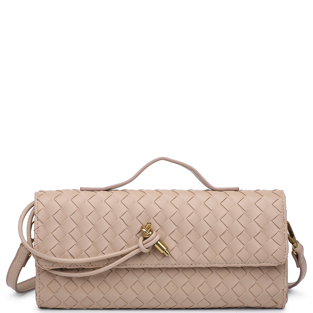 Top Handle woven crossbody bag in nude