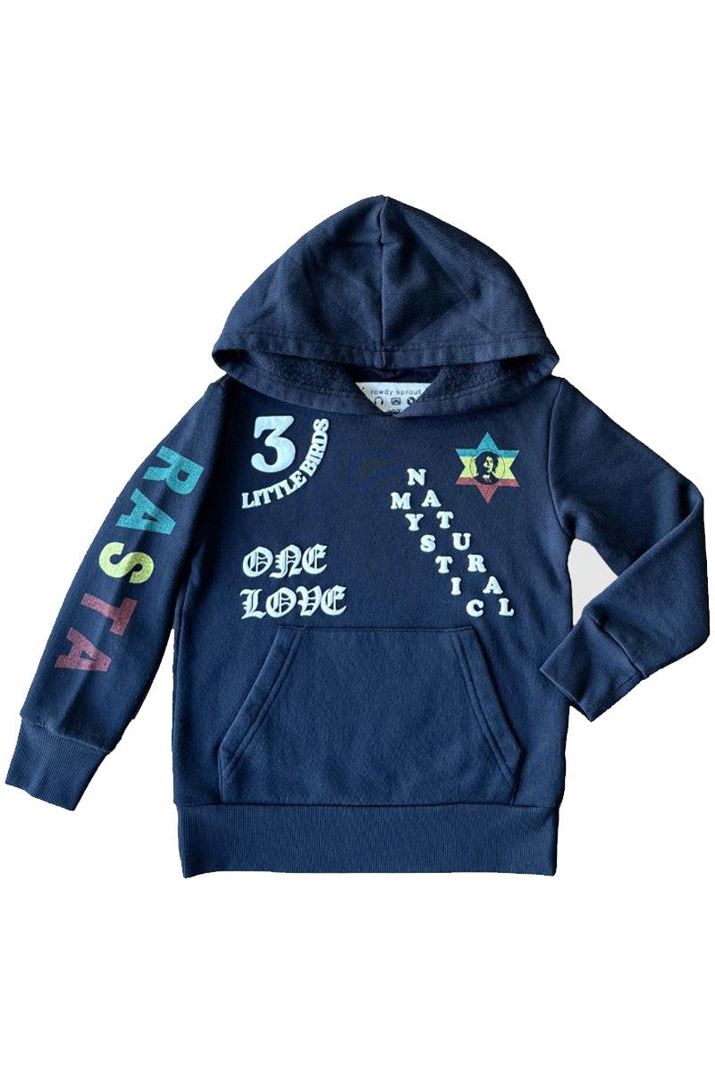bob marley puff hoodie in jet black front view