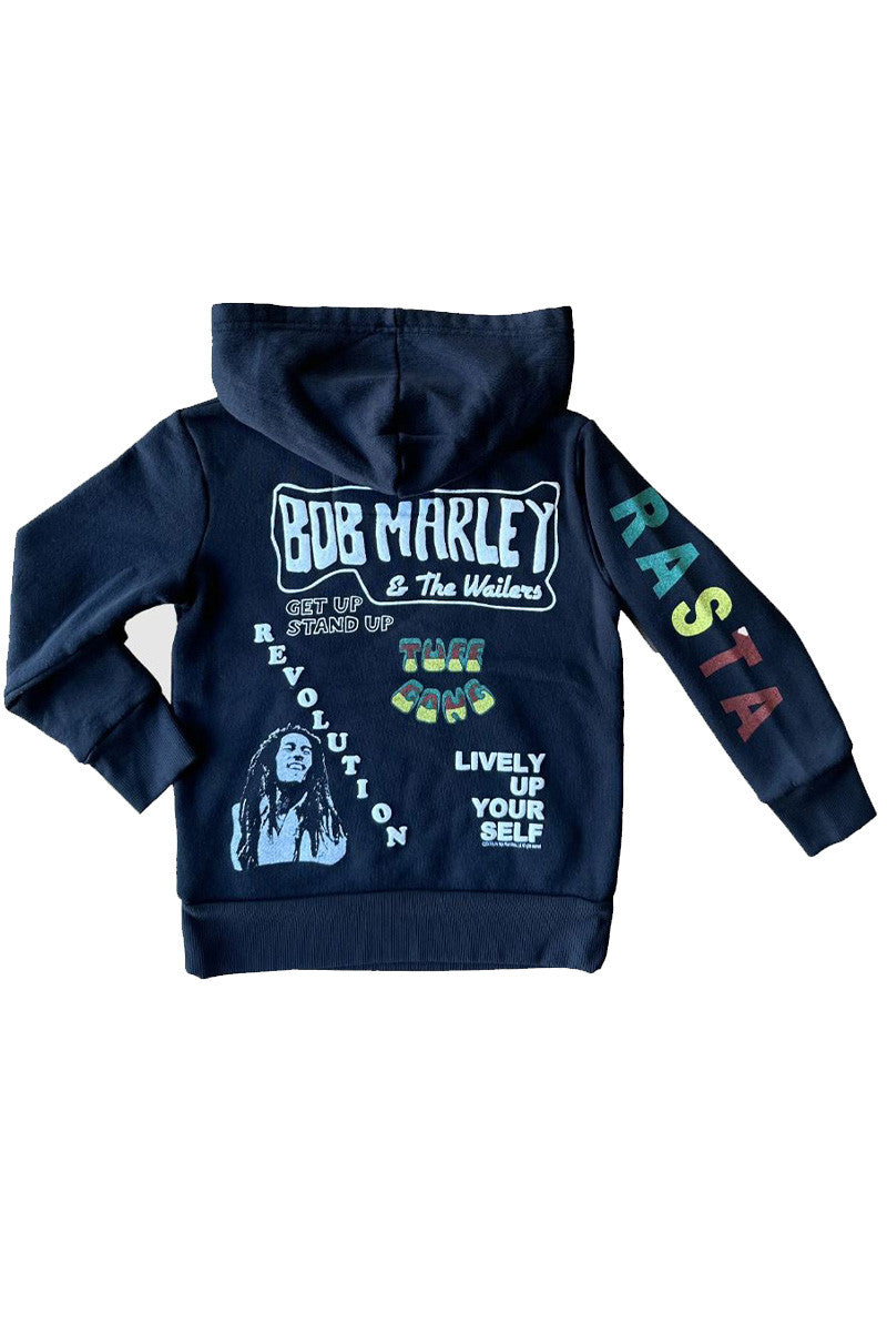 bob marley puff hoodie in jet black back view