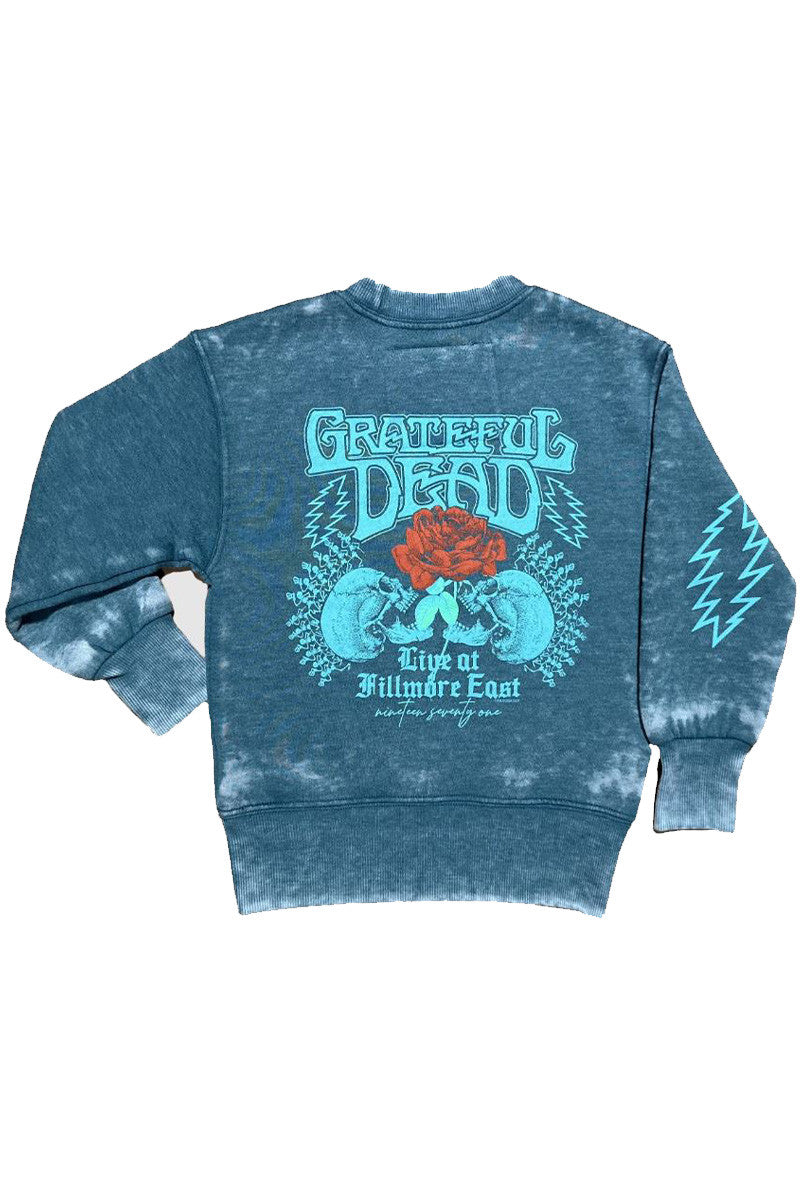 grateful dead skellies crewneck in river green back view