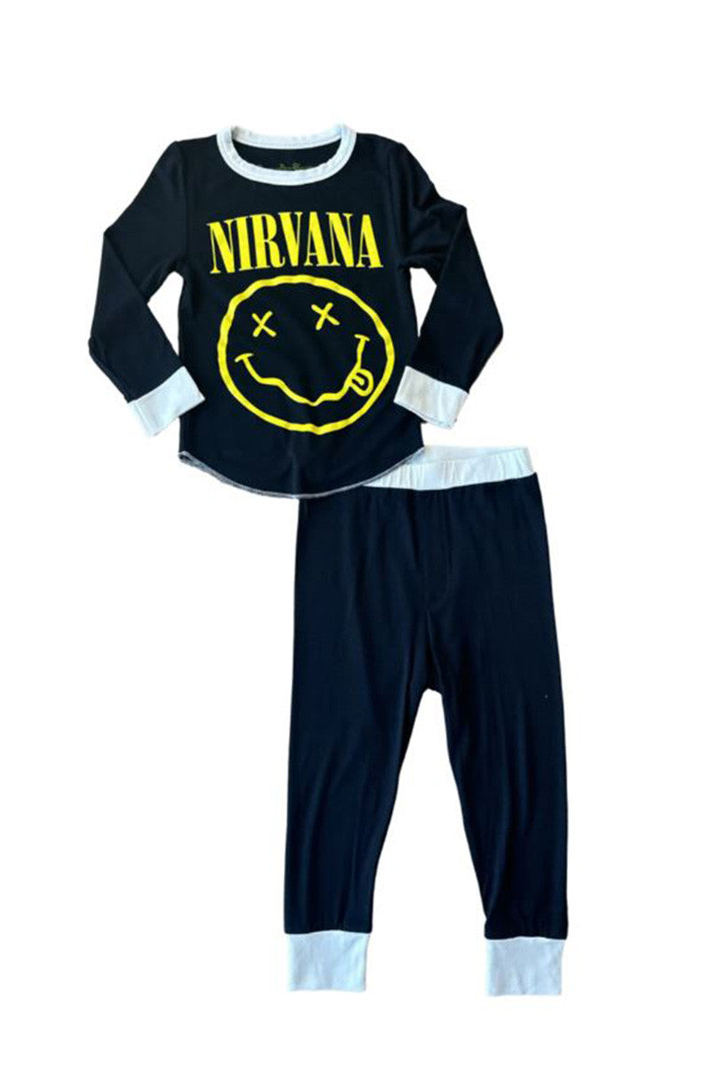nirvana smiley thermal set in black/white