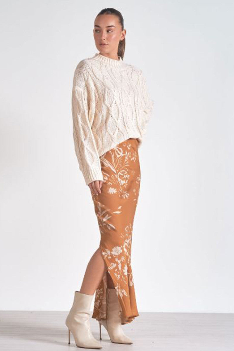 cable knit crewneck sweater in off white style view