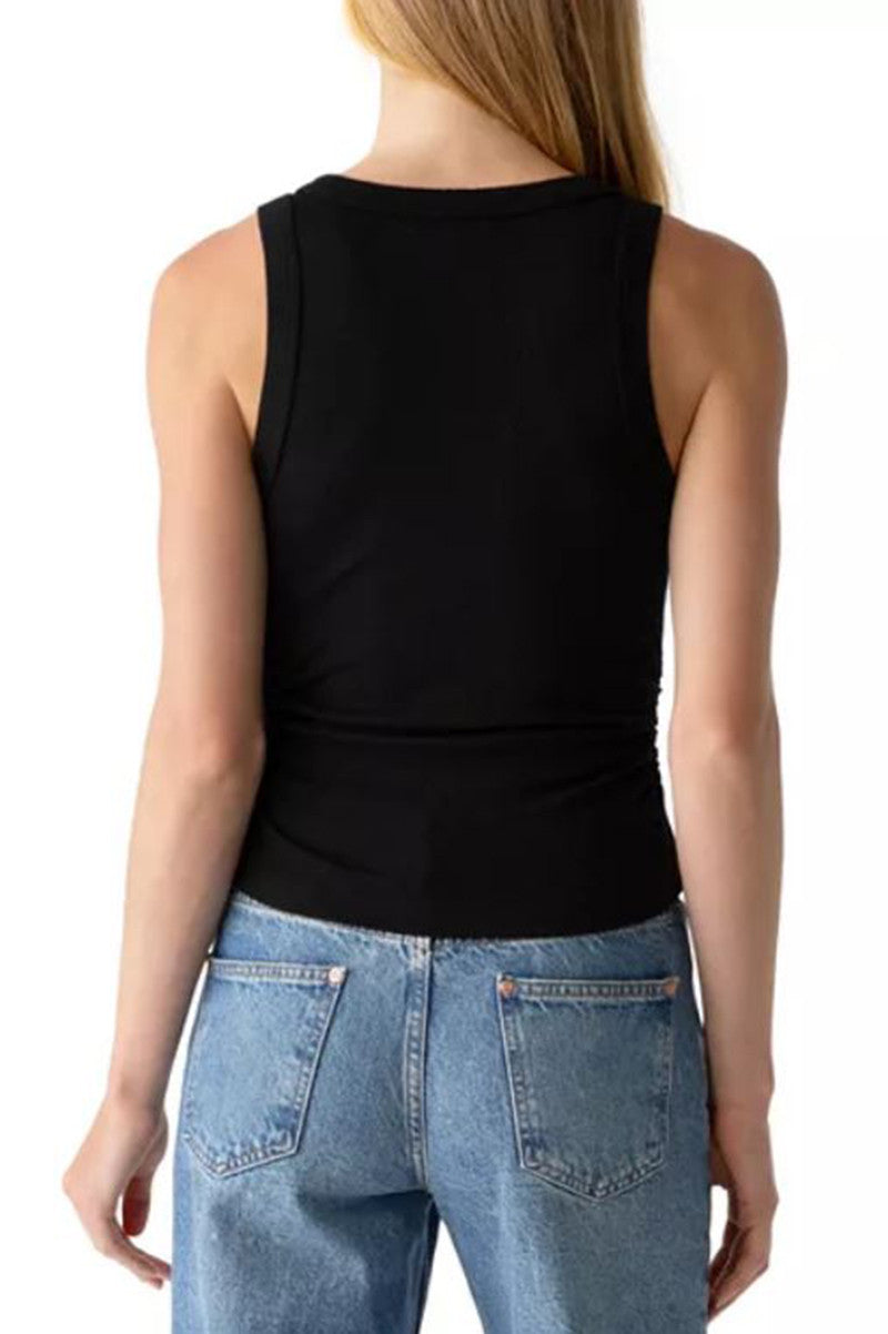 Ella crop tank in black back view