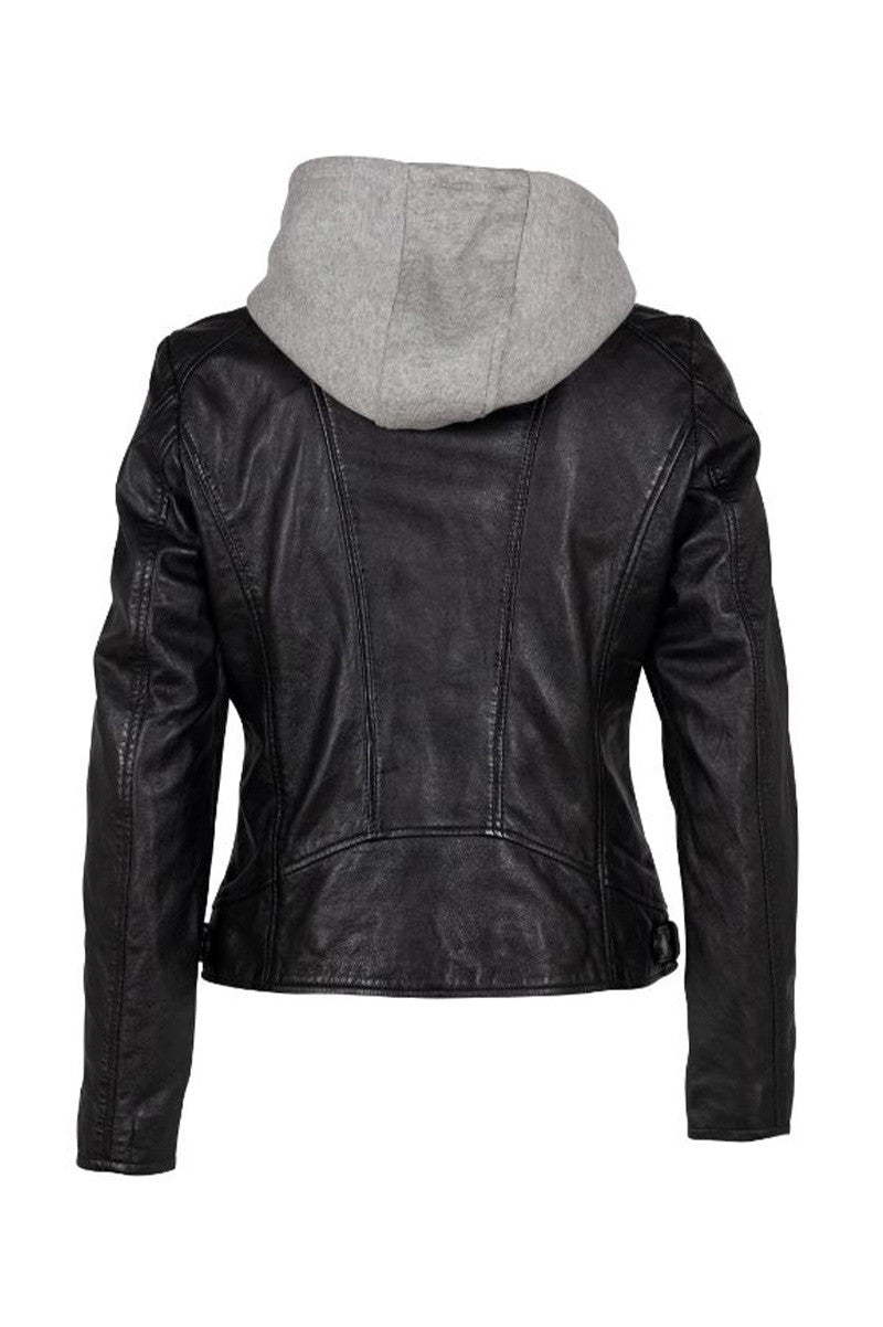 allice rf leather jacket in black back view