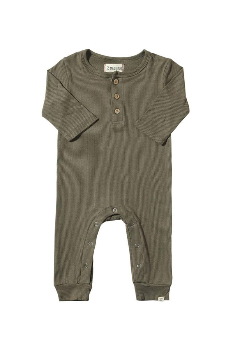 Mason Rib romper in green flat front view