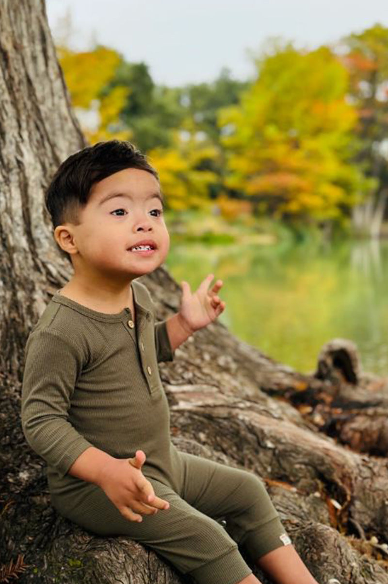 Mason Rib romper in green style view