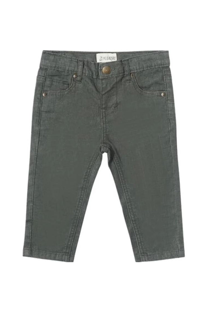 Spencer Jeans in olive in flat front view