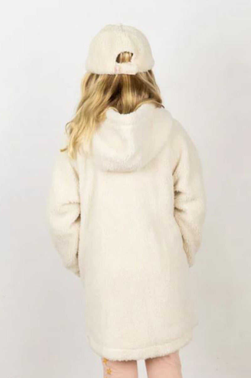 Happy days trench jacket in natural sherpa back view