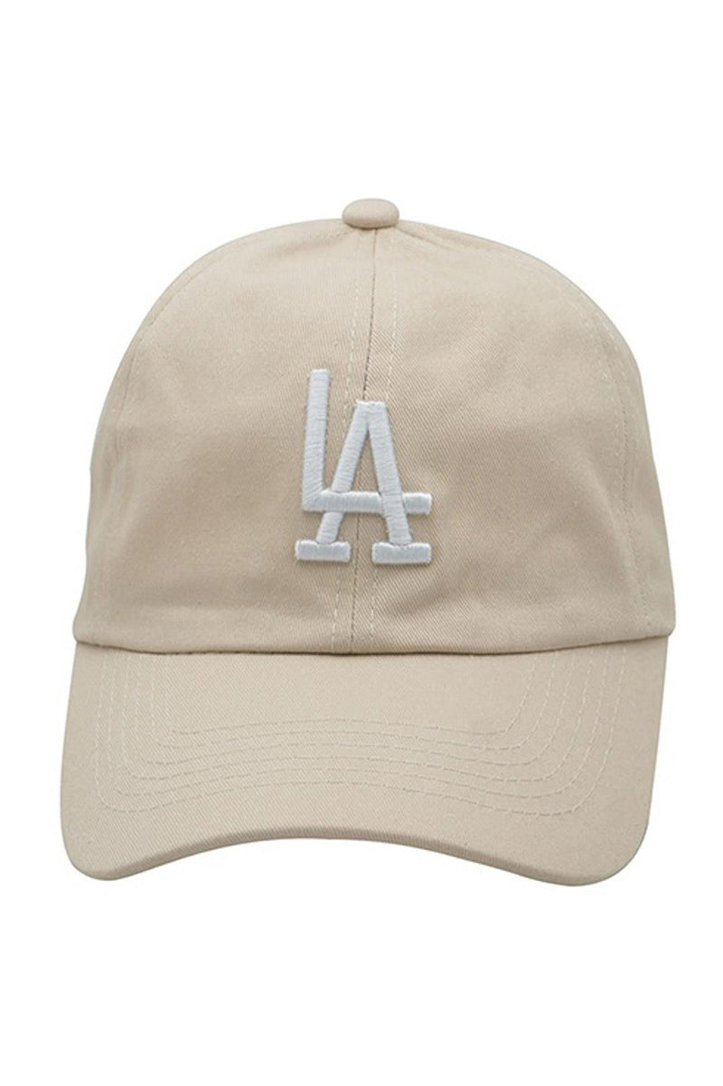 LA embroidered hat in khaki with white