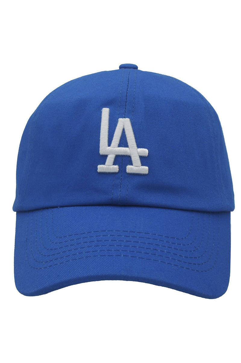 LA embroidered hat in royal blue