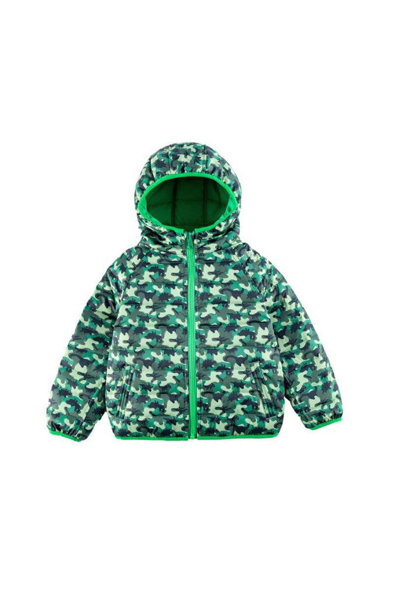 RYAN REVERSIBLE DOWN JACKET in dinosaur camo front view