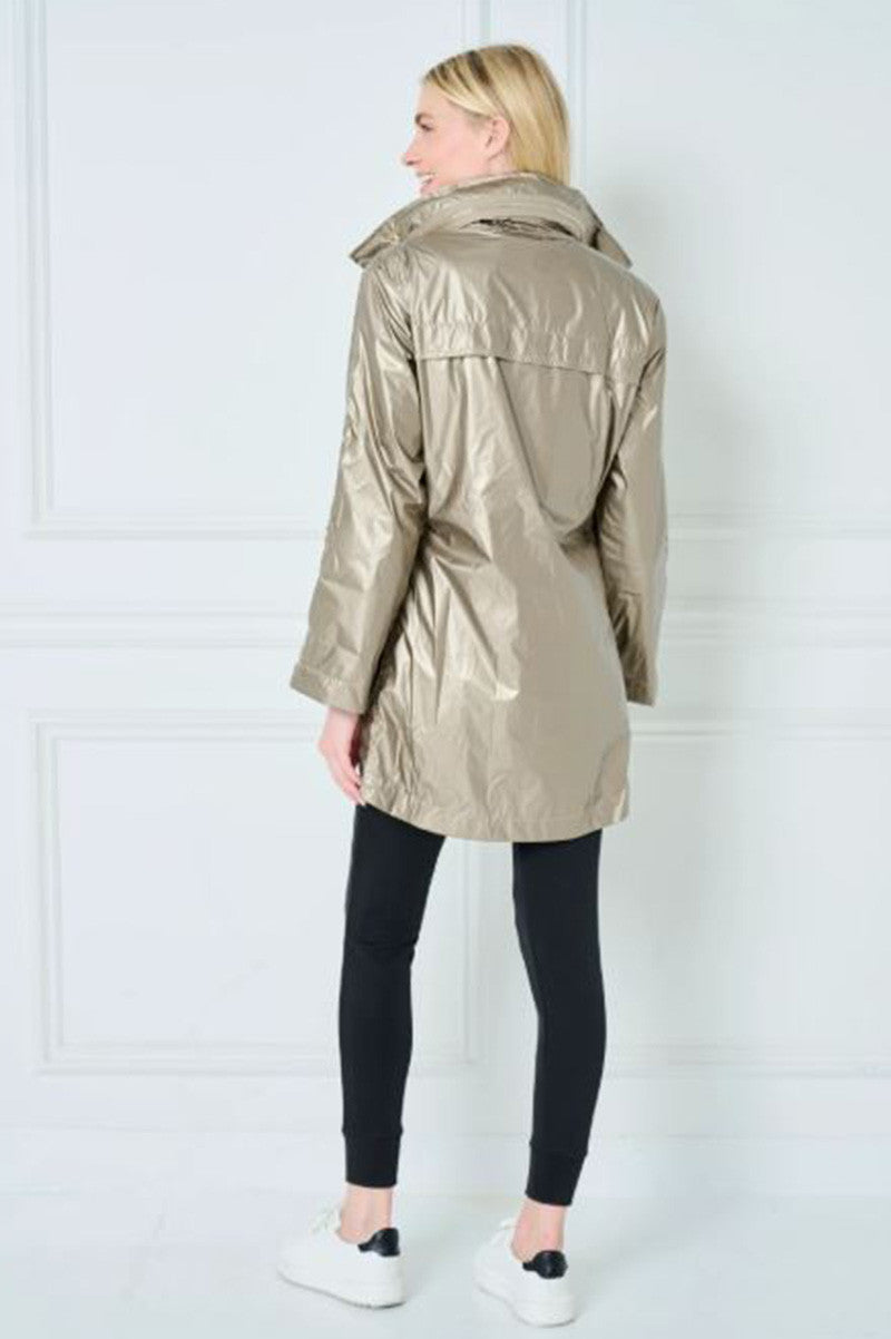 METALLIC RAIN JACKET in gold back view