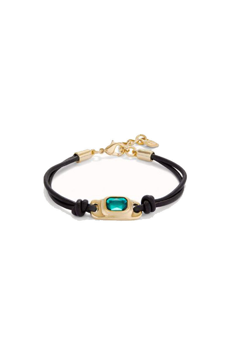 SER MAGNETICA LEATHER BRACELET in gold/green