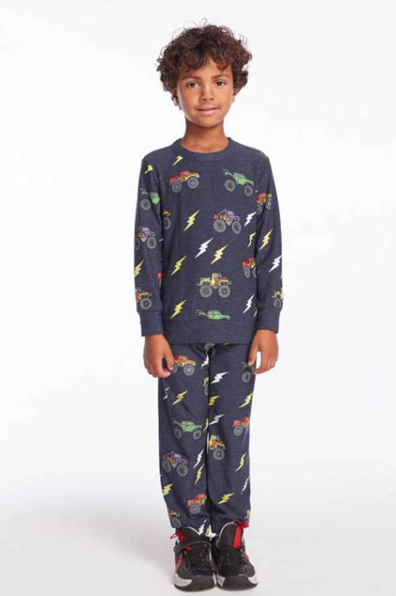 MONSTER TRUCK RALLY LOUNGE PANTS in avalon set view