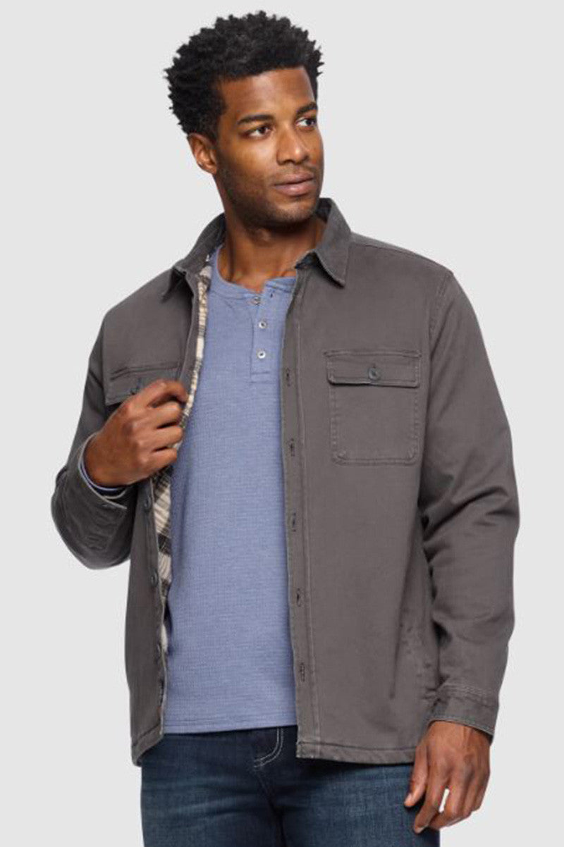 DUNN FLANNEL LINED JACKET in charcoal front view