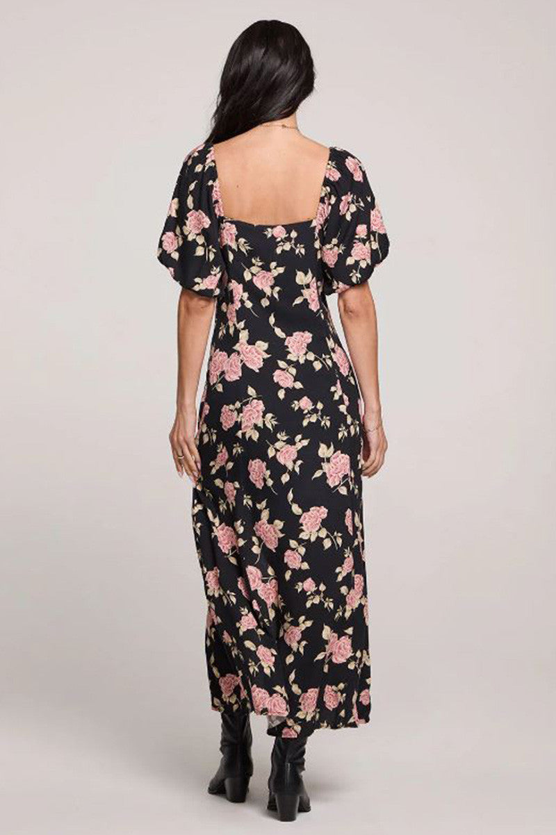 Liberty Midi dress in black back view