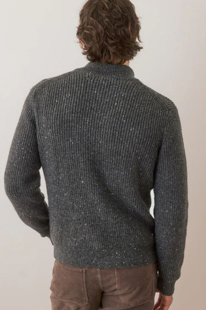Iverness sweater jacket in charcoal back view