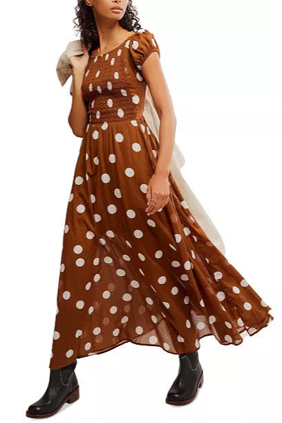 Ultraviolet dress in oak combo front view