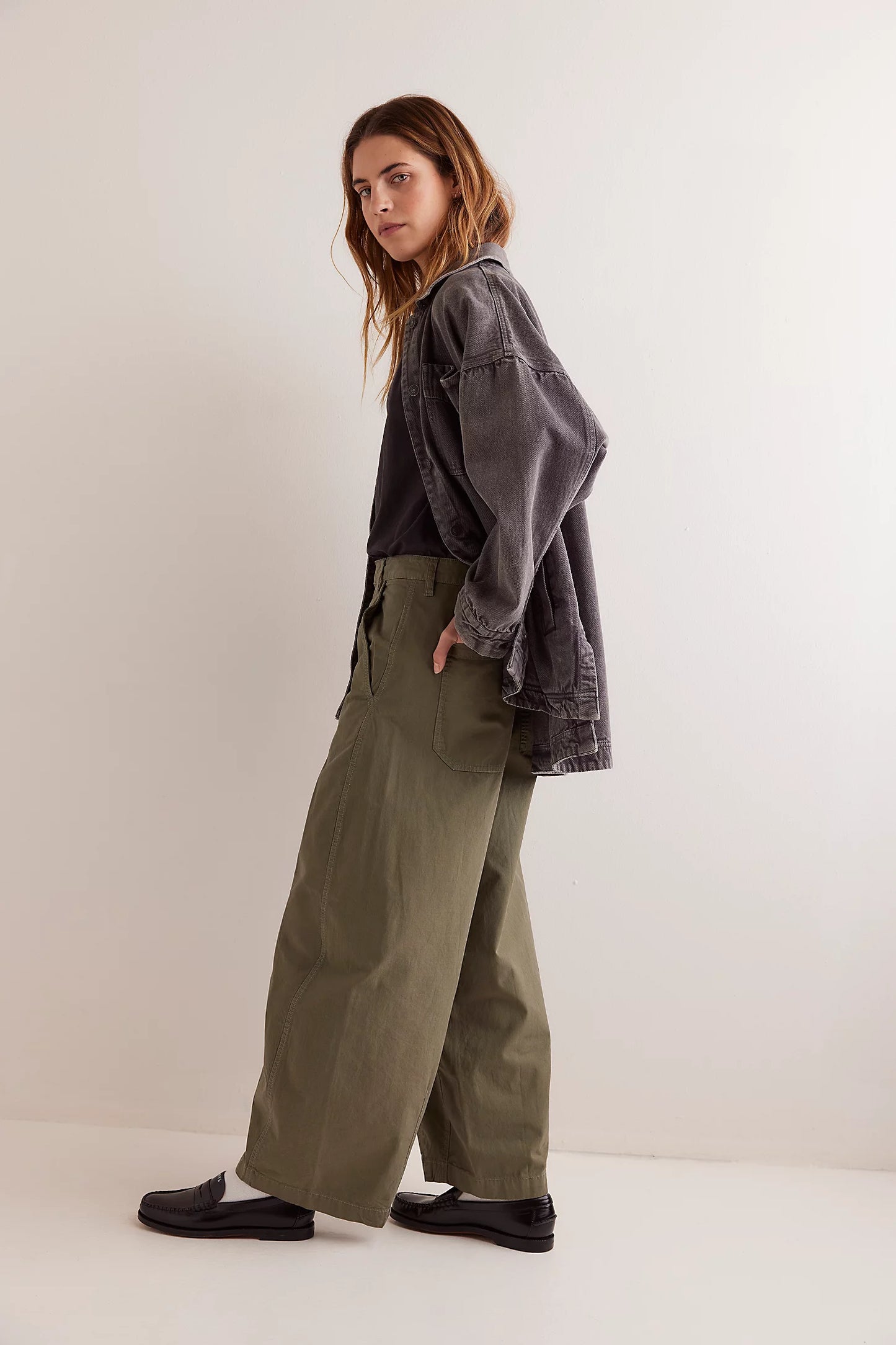 Rylee Chino Trousers in crystal kelp side view