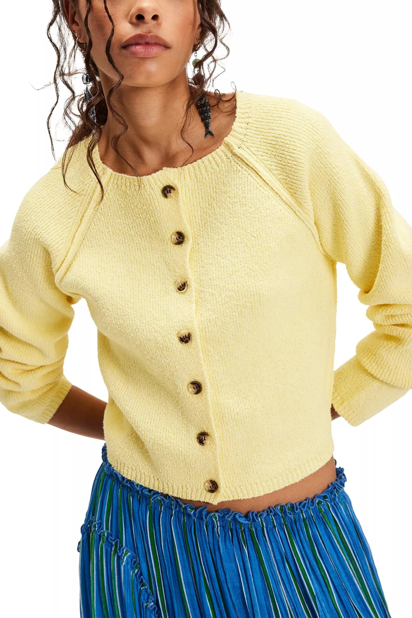 Shrunken Sydney Cardi in sunshine time front view
