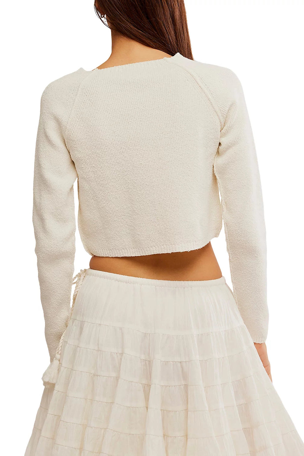 Shrunken Sydney Cardi in optic white back view