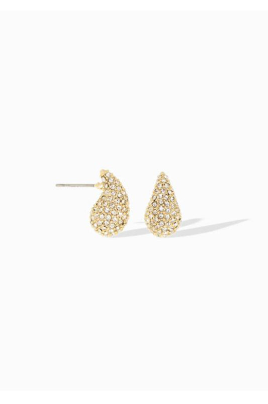 PAVE ELONGATED DOME EARRING in gold