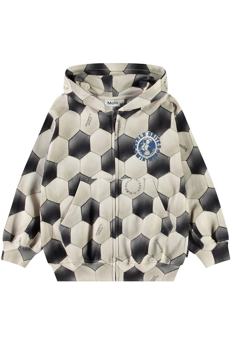 Mazz zip up hoodie in football noise beige black front view