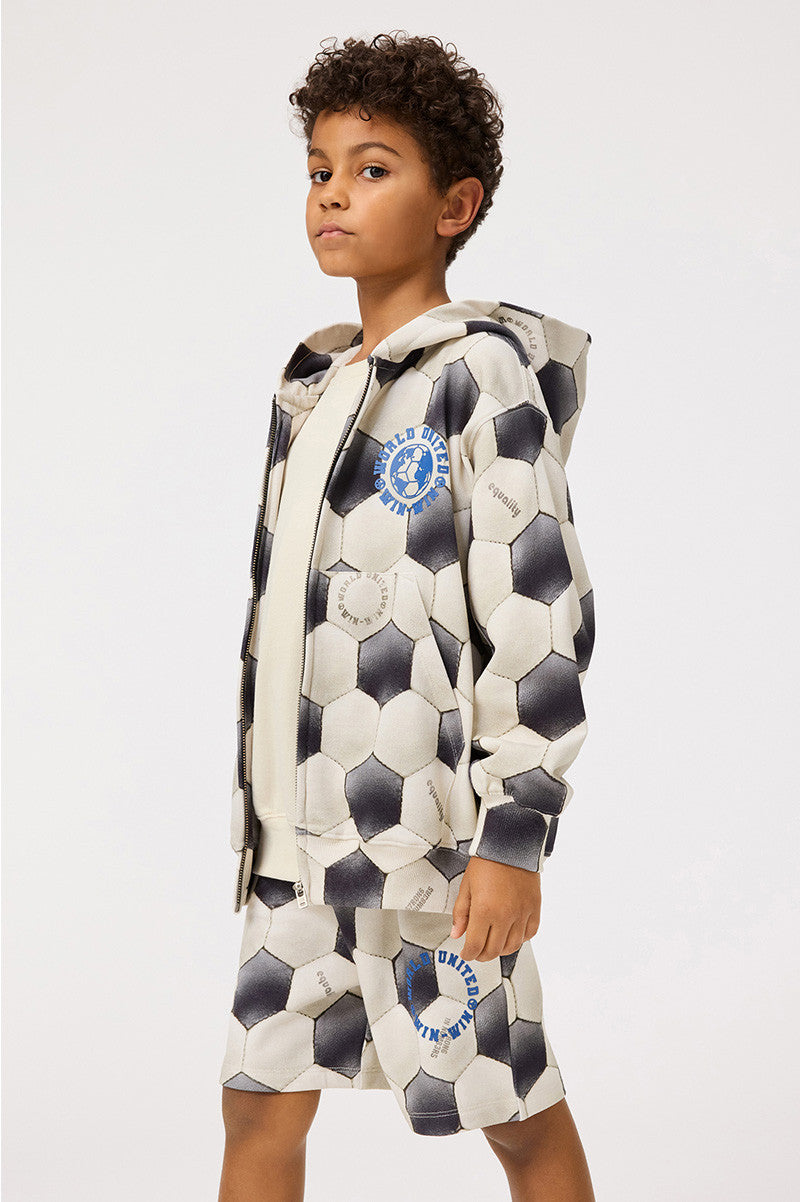 Mazz zip up hoodie in football noise beige black style view
