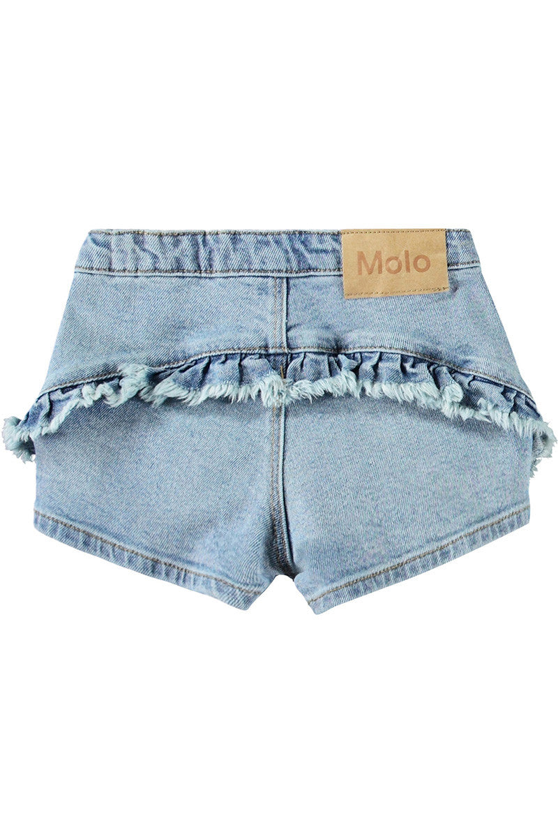 Agnetha denim short in distressed wash back view