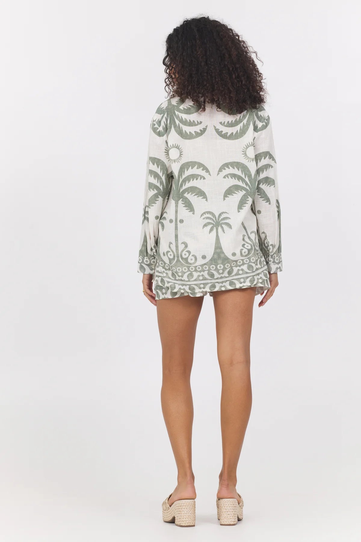 BORDER PRINT BUTTON UP IN TULUM BACK VIEW