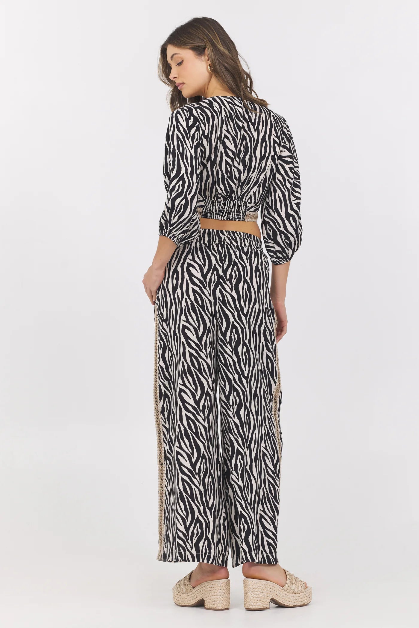 ANIMAL PRINT TWIST FRONT TOP IN SAVANNA BACK VIEW
