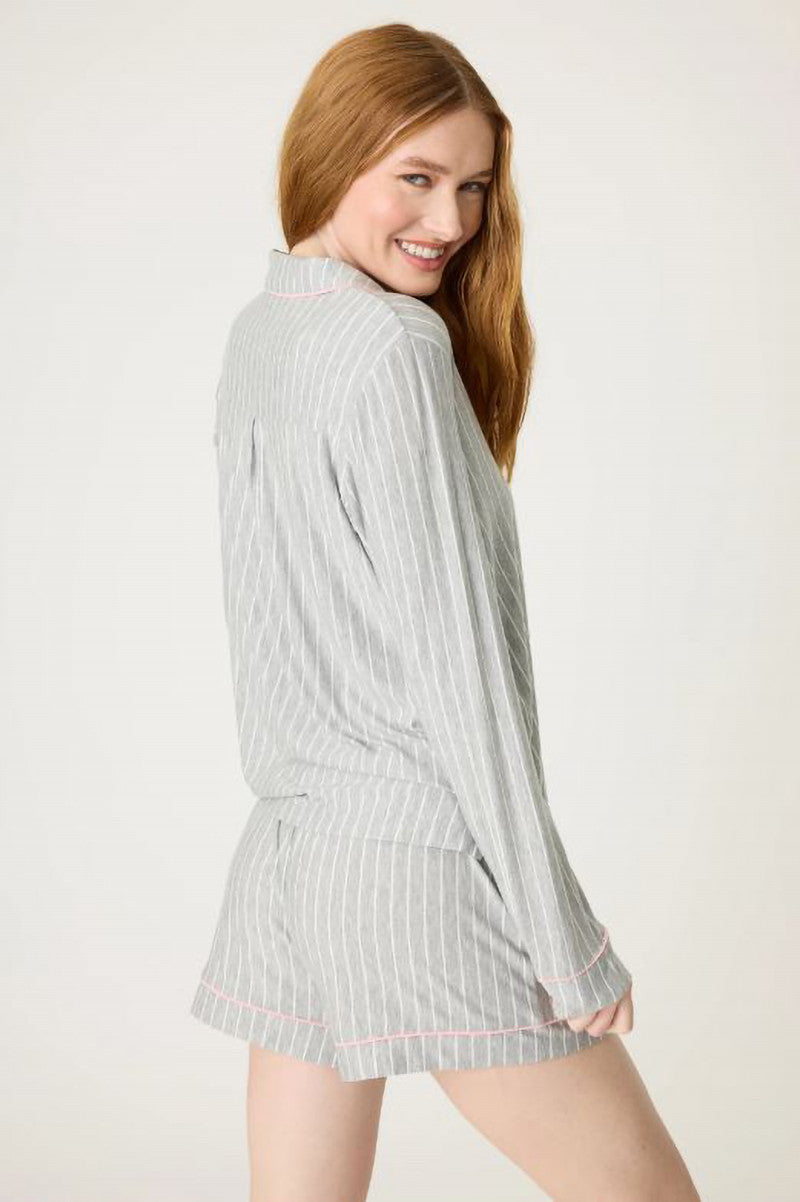 Lazy days long sleeve top in heather grey back view