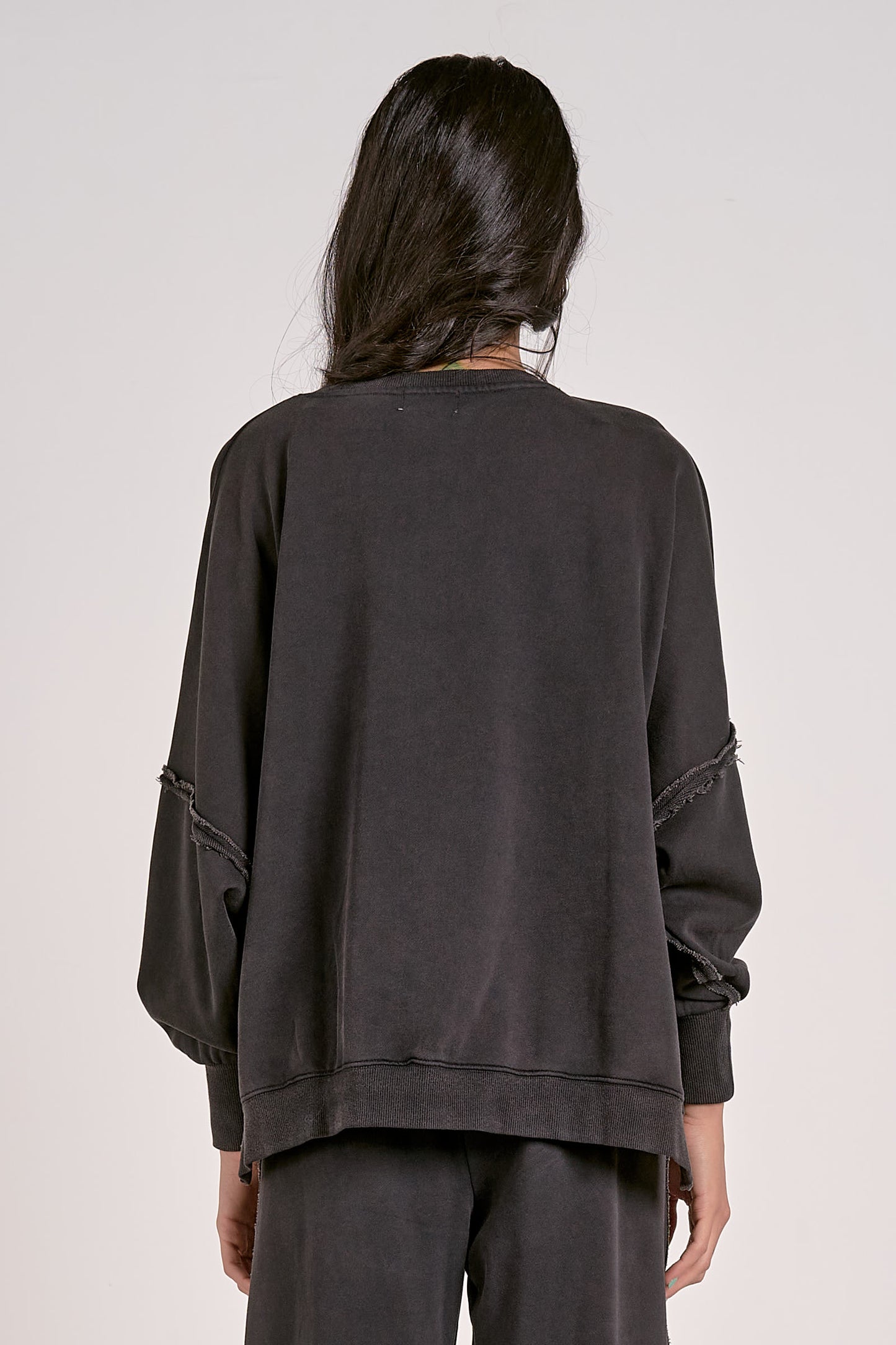 OVERSIZED CREWNECK SWEATSHIRT IN BLACK BACK VIEW