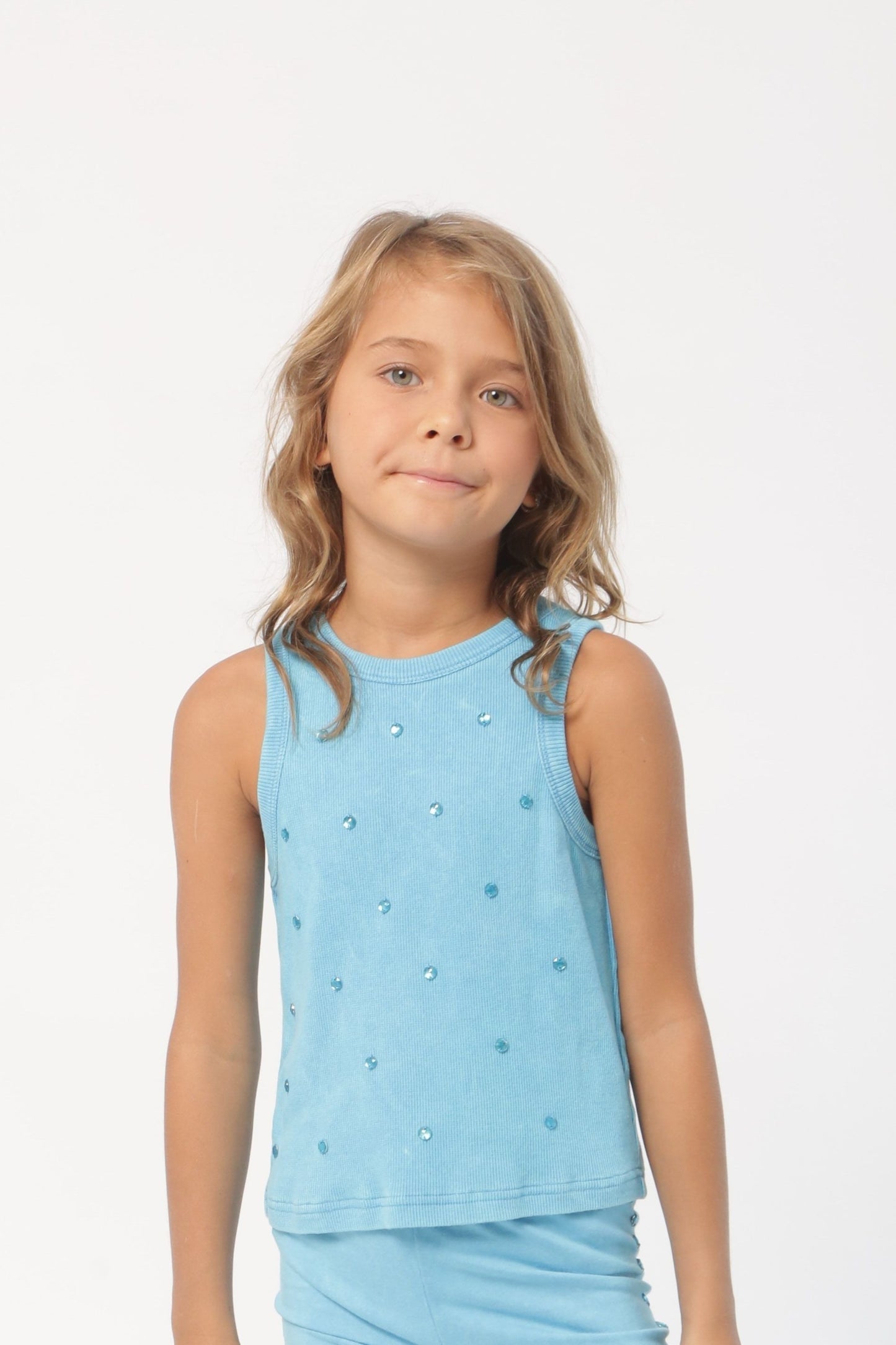 Lexi Tank stonewash turquoise close up