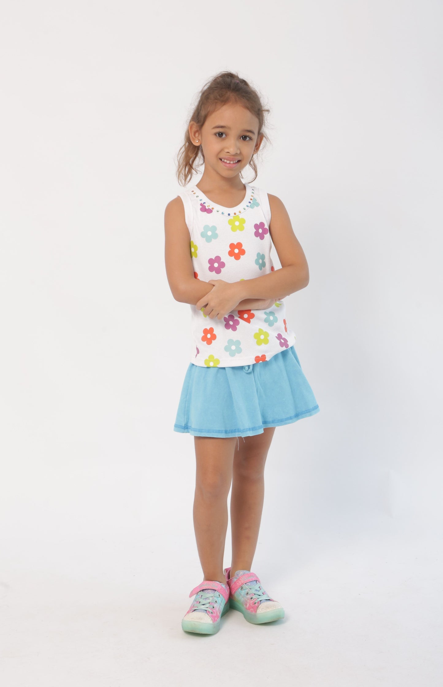 sport skirt stonewash turquoise front view