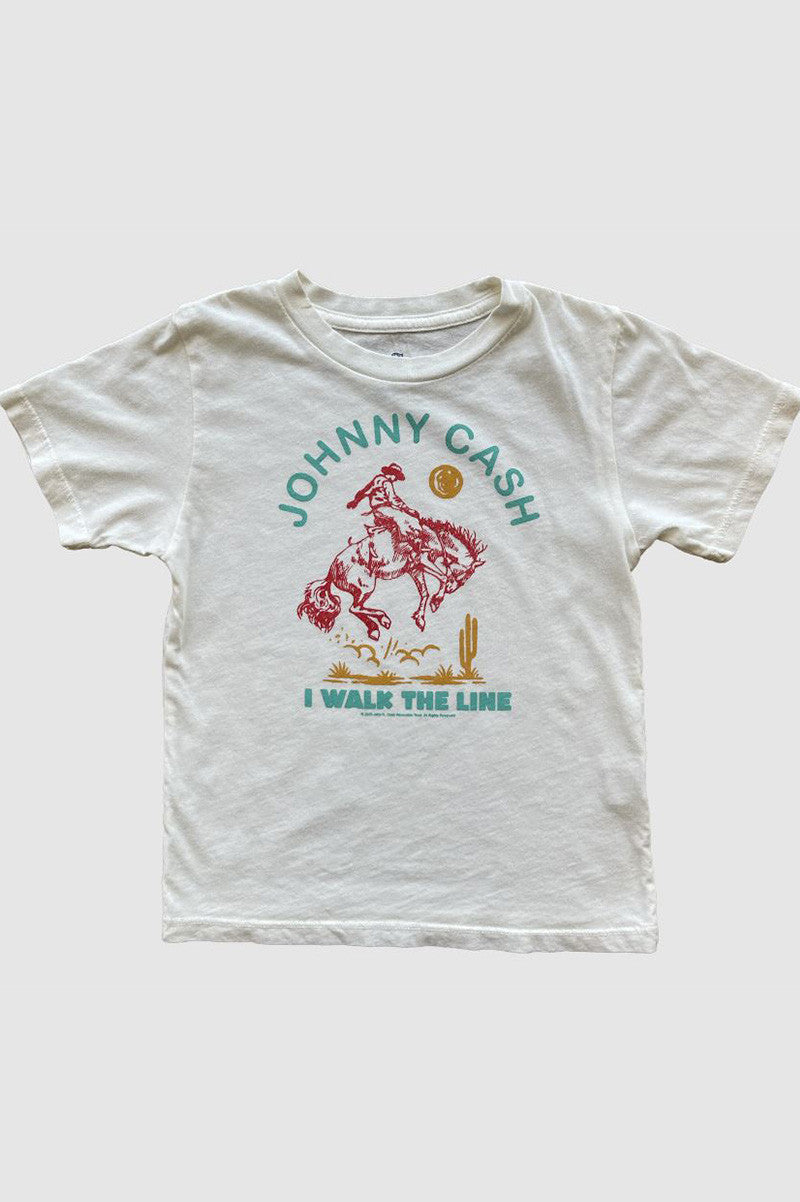 Johnny Cash I walk the line cowboy short sleeve tee in vintage white