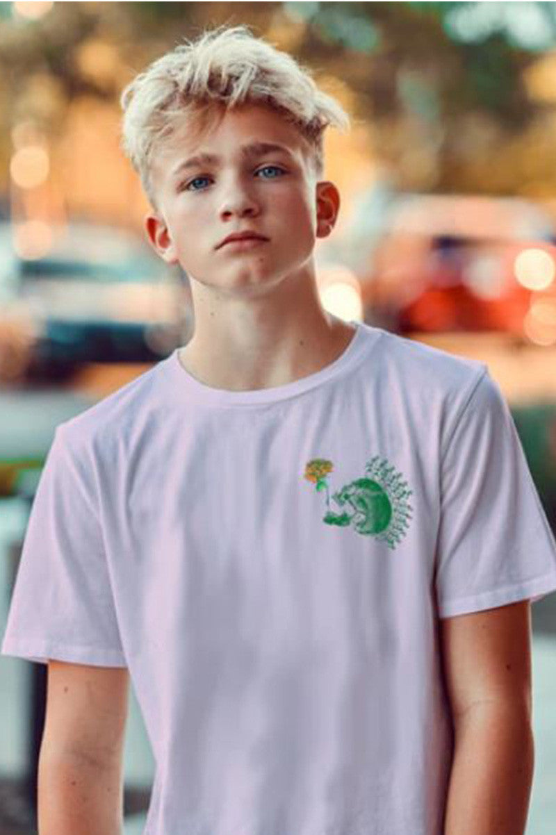 Grateful dead skull & rose tee in preppy pink style view