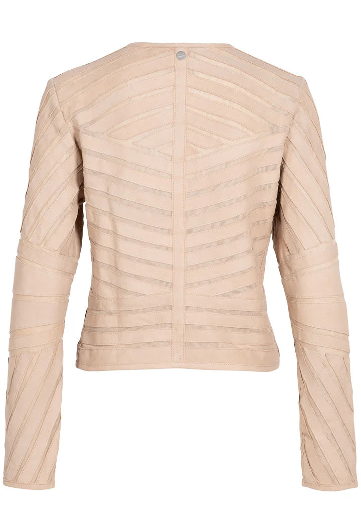 Yva RF leather jacket in beige back view