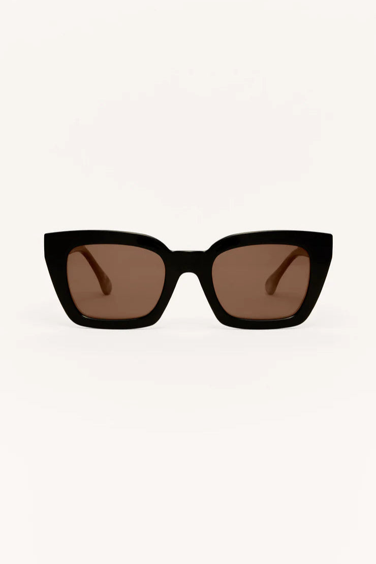 Hideaway polarized sunglasses in black tort brown lens