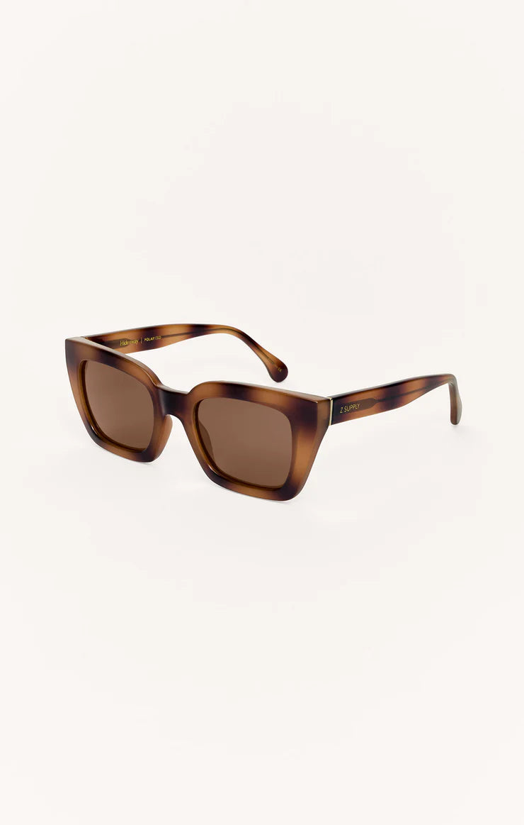 Hideaway polarized sunglasses in brown tort brown lens side view