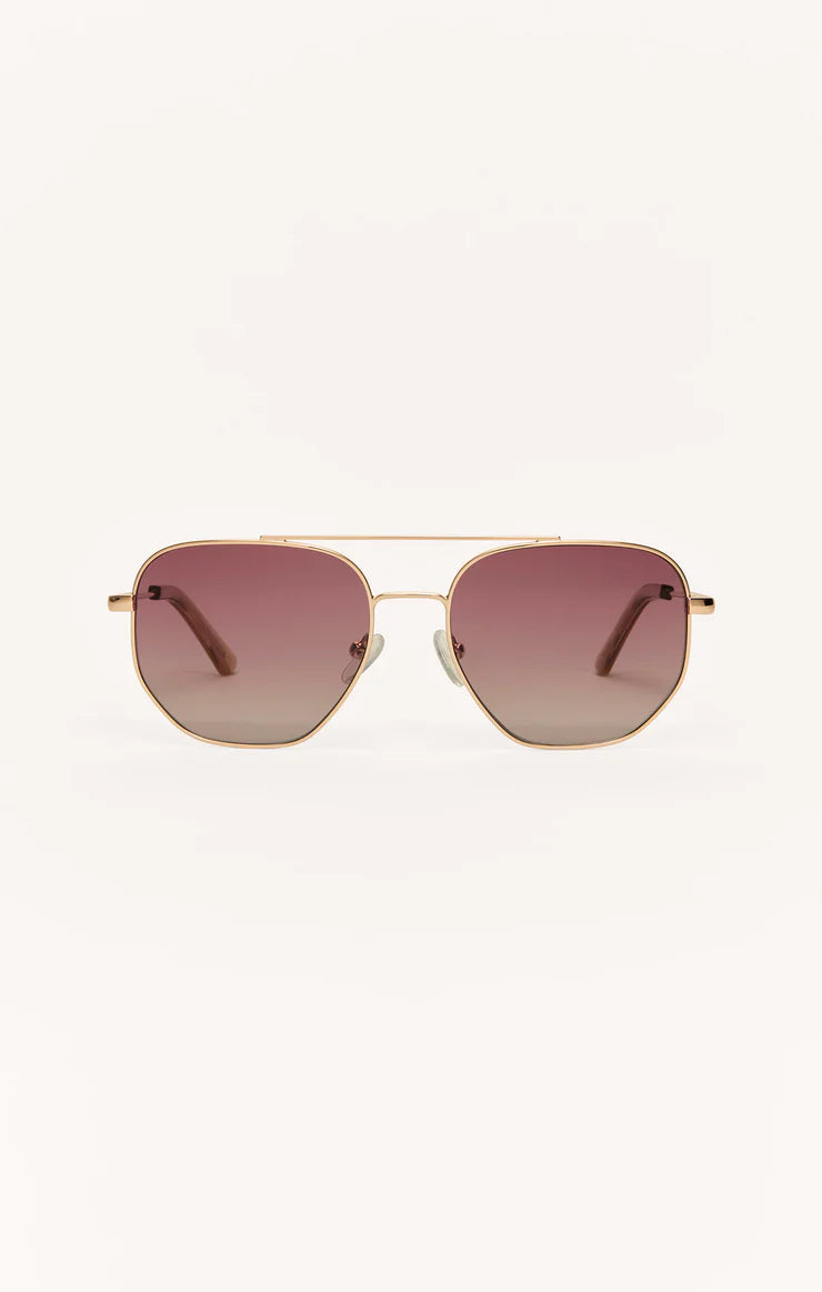 Highway polarized sunglasses in rose gold gradient front view
