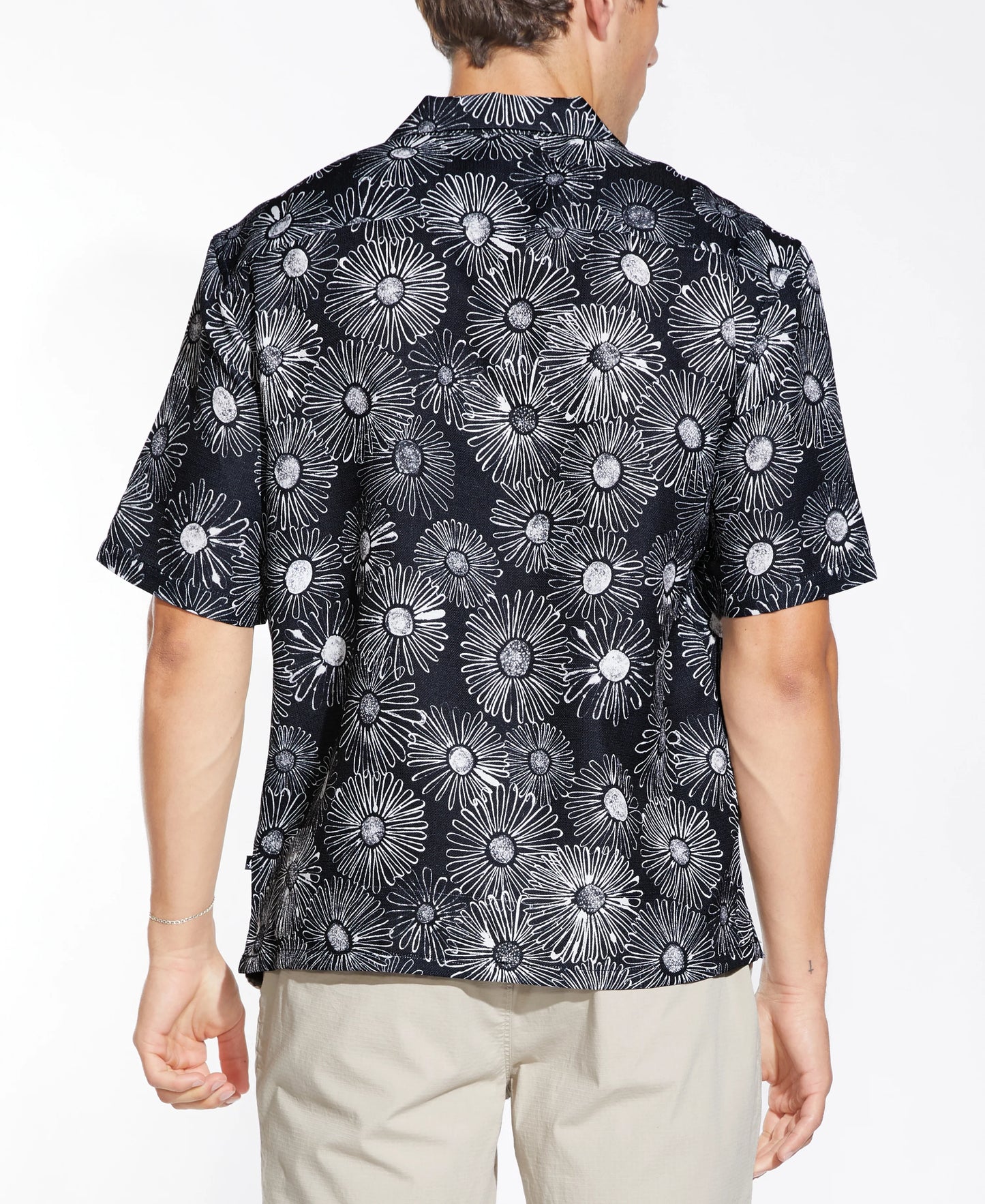 Tierra relaxed fit resort shirt in black back view