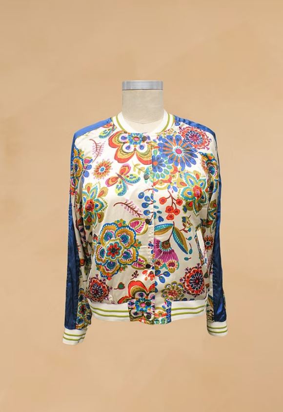 Retro floral peace reversible jacket reversed view