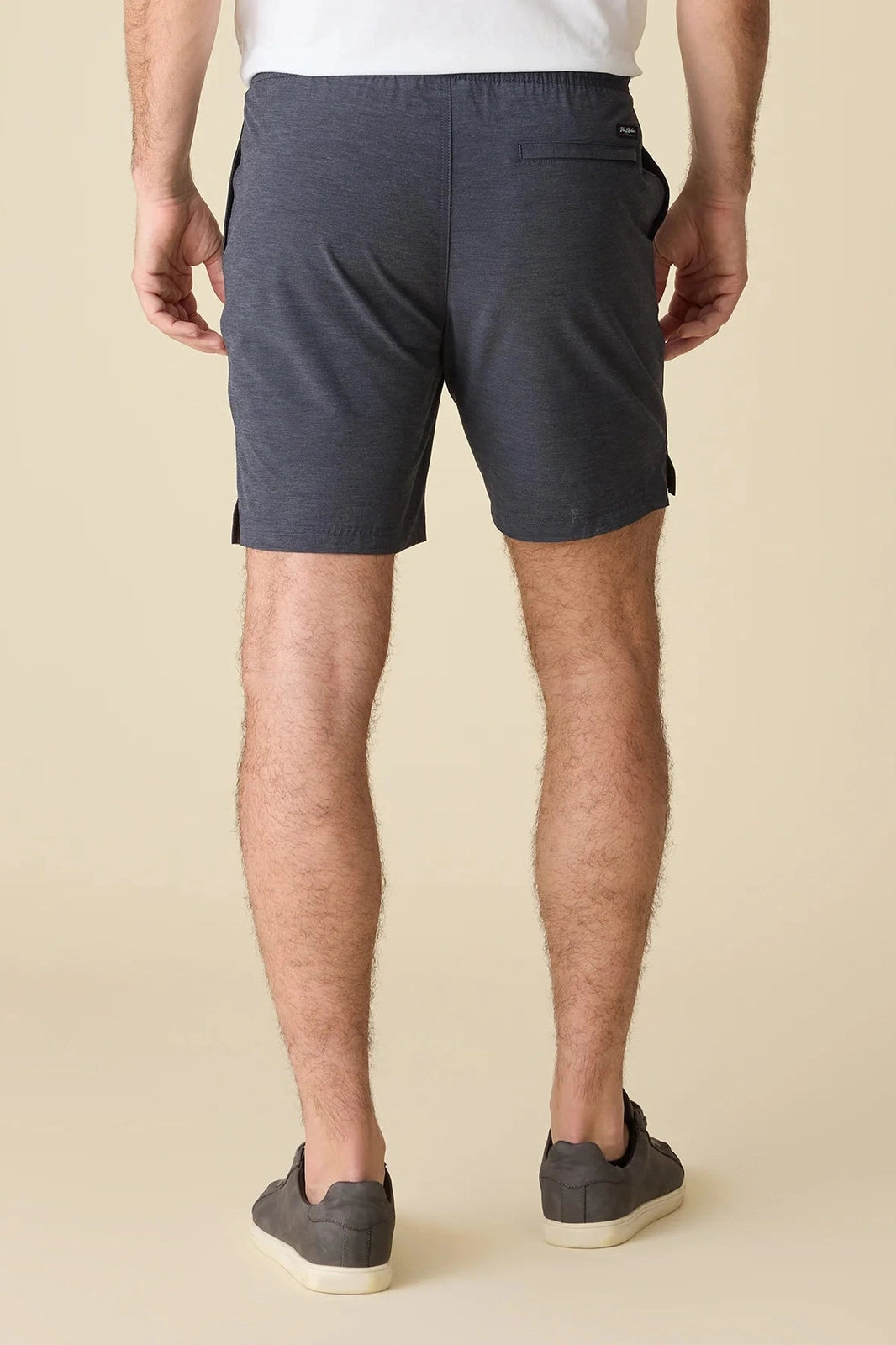 Charcoal LOCKHART performance short with straight hem and back pocket detail
