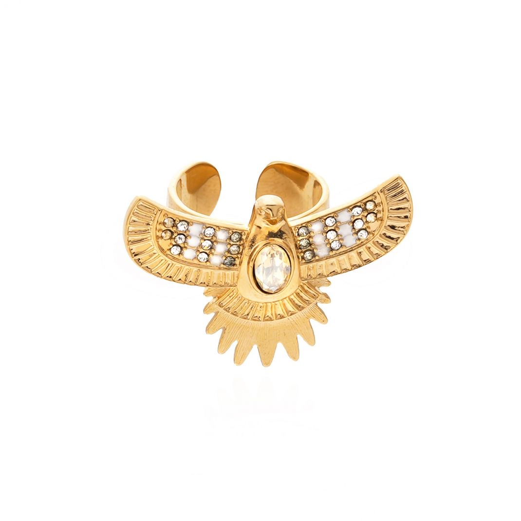 Ring curiba gold white stones