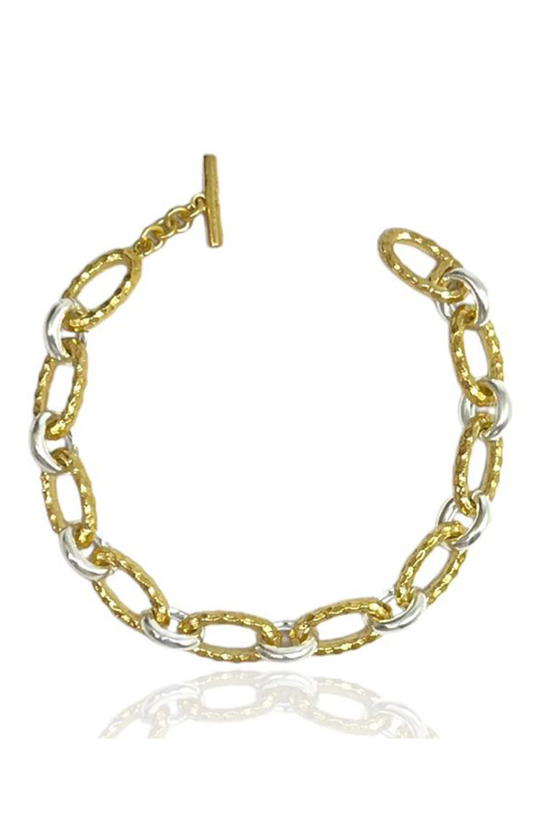 Two tone ravelle chain bracelet in gold silver