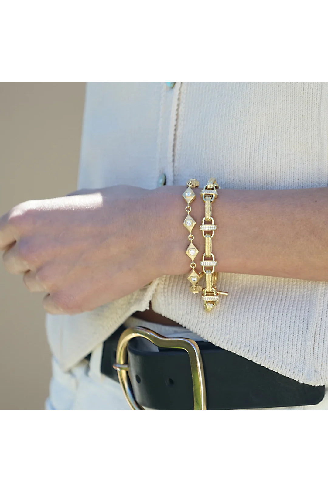 cayden tennis bracelet in gold front view