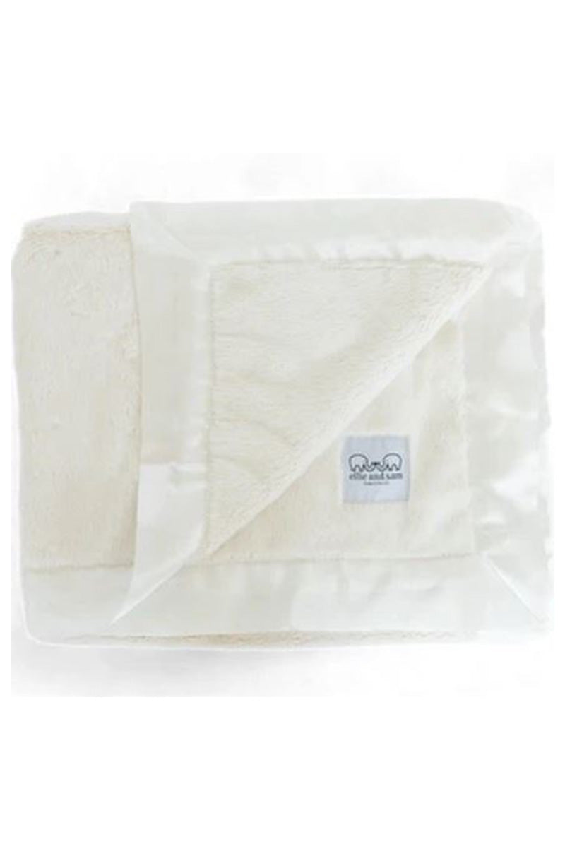 Luxury satin border blanket in ivory